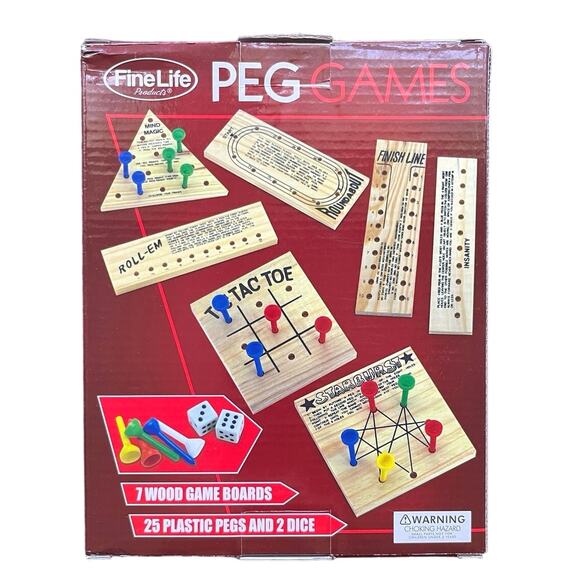 Peg Board Games, 7 In 1 Peg Games 7 Wood Games, Classic, Game Night - Picture 2 of 4
